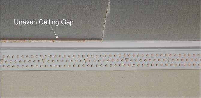 When installing Deflection Bead with an uneven ceiling, simply press the Deflection Bead up so there is no gap.