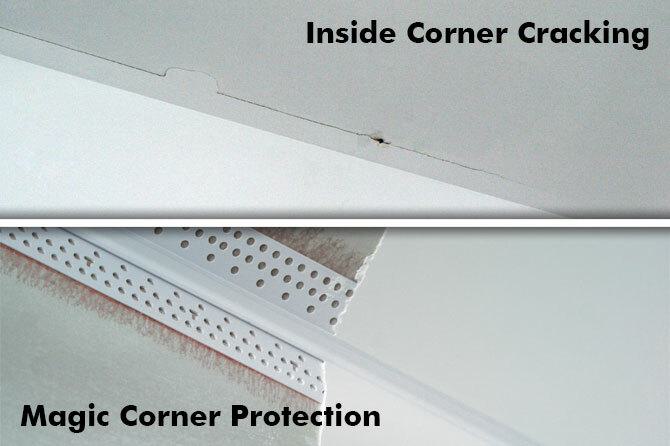 Simply repair an inside corner by fully removing the existing tape and then replacing it with Magic Corner. Simply repair an inside corner by fully removing the existing tape and then replacing it with Magic Corner.