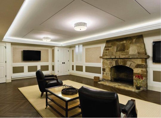 Both ceiling and wall reveals add interesting details to a basement. Both ceiling and wall reveals add interesting details to a basement.